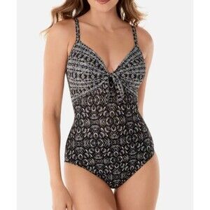 Miraclesuit 6522623 Pin Up Front Tie Underwire One Piece Swimsuit Sz XS-S ($178)
